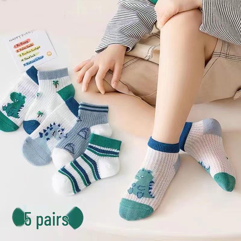 

Детские носки с мультяшными динозаврами - Дышащая тонкая сетка для весны и осени, идеально подходят для мальчиков, занимающихся спортом. 6-8 Years