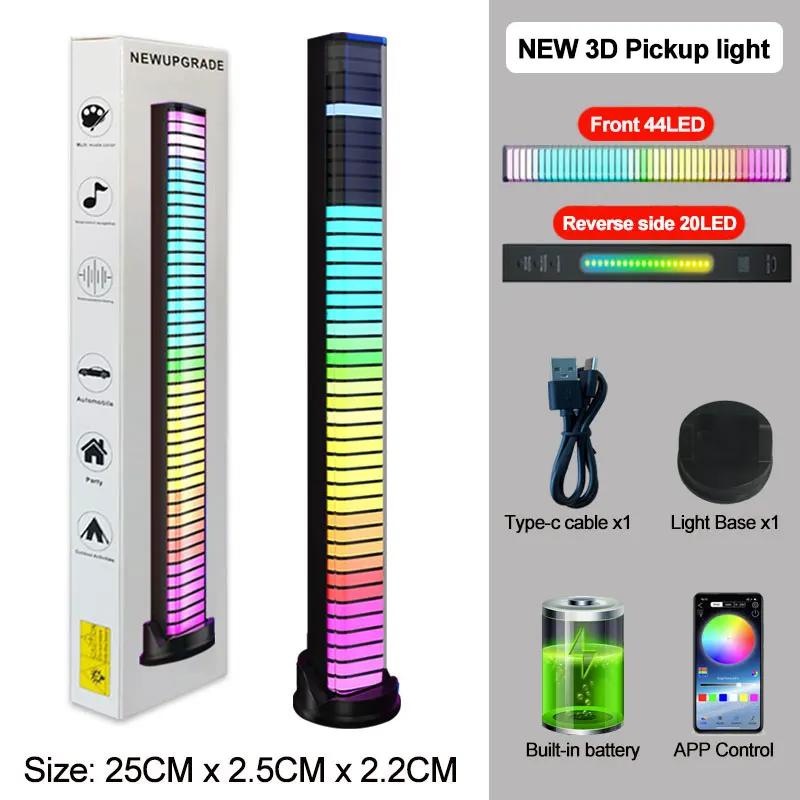RGB Sound Control LED Lights 3D Double Sided Pickup light Rhythm Ambient LAMP APP Control For Car Gaming Computer Desktop Lights