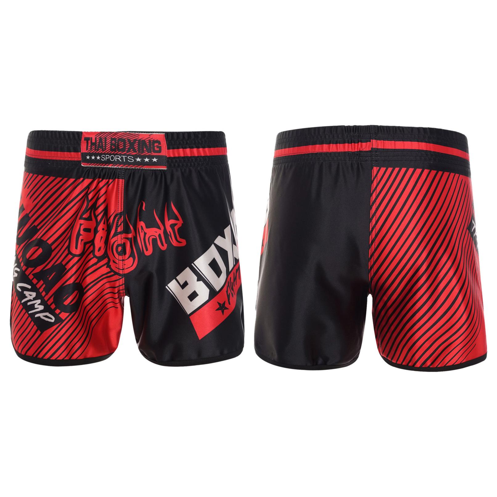 Pantaloncini Muay Thai Pantaloncini da boxe per bambini Ragazzi MMA Arti marziali Fondo Kick Boxing Trunks Pantaloni corti da allenamento in palestra 5-6 Years rosso