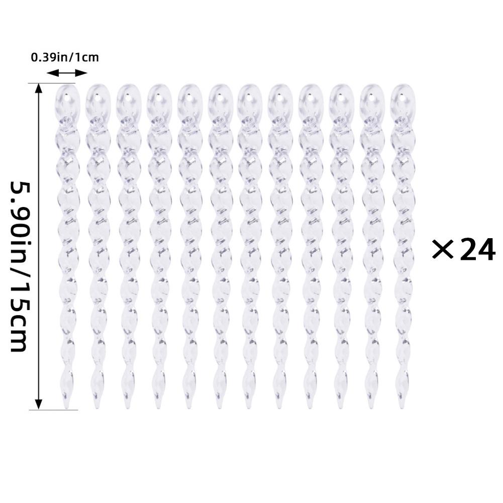 12 Piece Set Christmas Tree Decoration Icicle Ornaments Clear Plastic Design