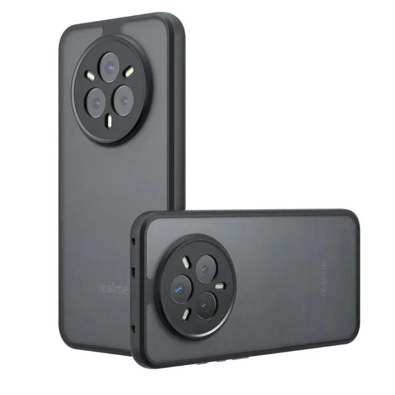

Противоударный защитный чехол для Realme 14 Pro Plus Realme14 Матовый акриловый жесткий задний чехол для Realme 14 Pro+ 14T 14X PC+TPU бампер Realme 14 Pro+ чёрный