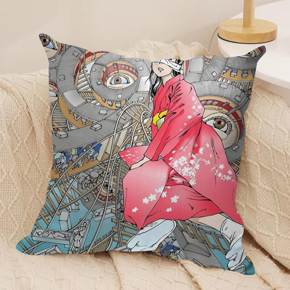 Funny SShintaro Kago Cushion Cover Silky Short Plush Sofa Pillow Cover Hidden Zipper Soft Dustproof Case for Home Decor