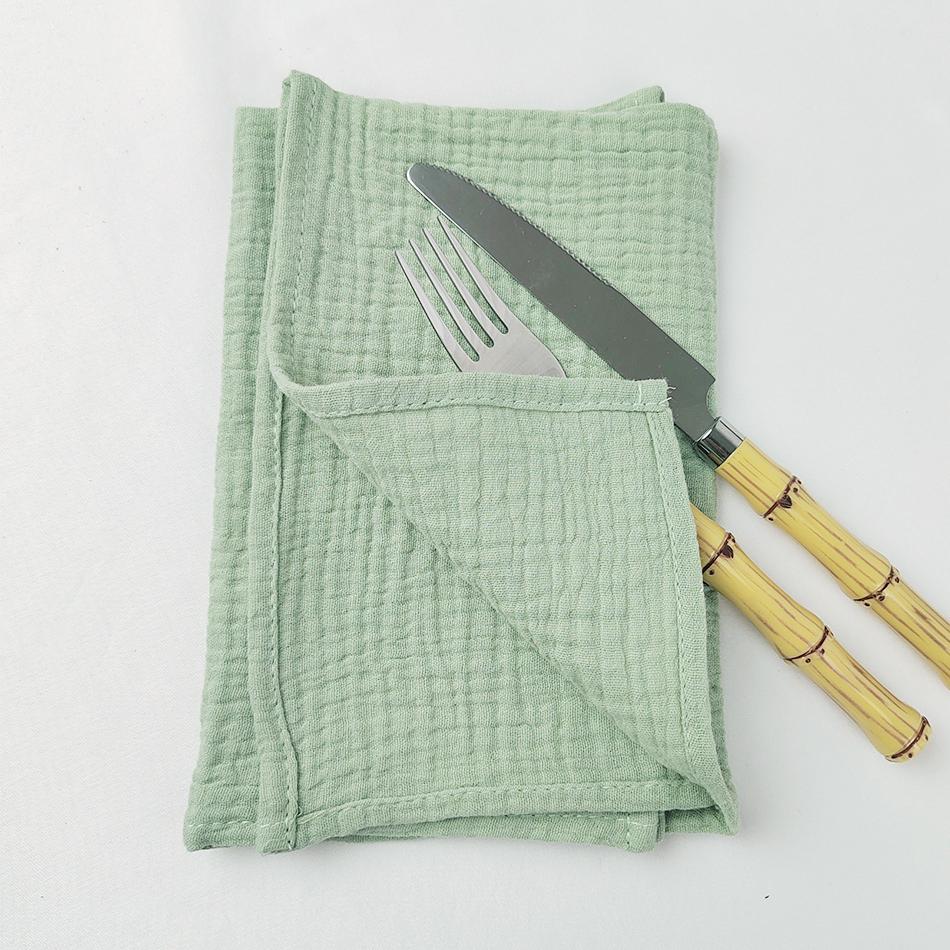 10PCS Cotton Cloth Napkins,40x40cm Durable Sage green Table Napkin, for Wedding Kitchen Party Birthday Decoration