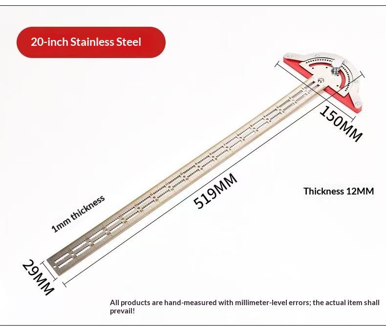 Woodworking Edge Measuring Edge Caliper Scale Stainless Steel Gauge Adjustable Angle Ruler for Woodworking Design Tool