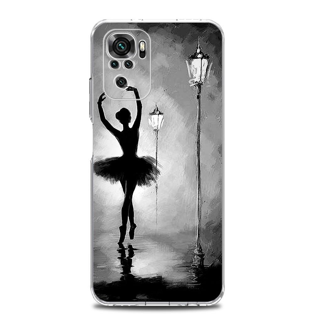 Simple Swan Dance Ballet Clear Phone Case For Xiaomi Redmi Note 12 5G 9S 9 8 10 11 Pro+ 9T 8T 10C 9C 9A 7 Pro Soft Back Cover