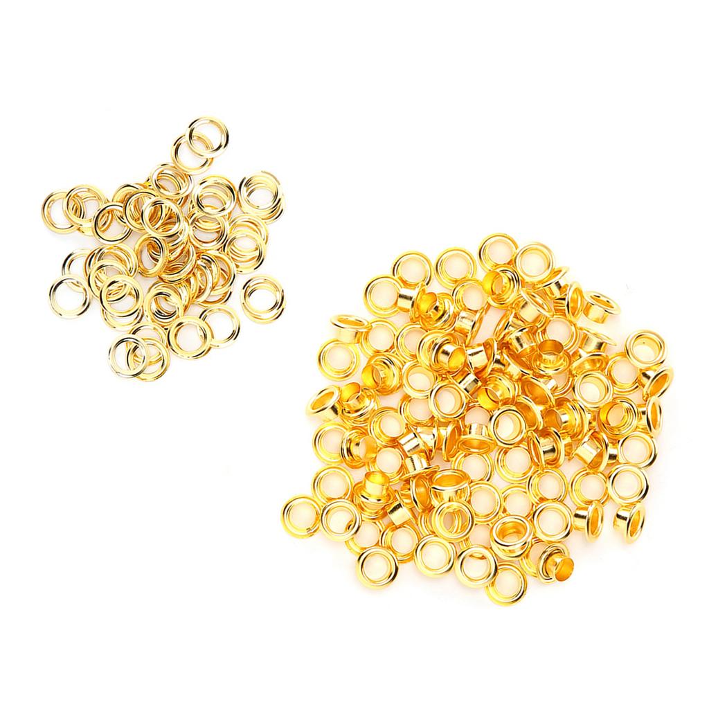 200Pcs 6mm Shoes Grommet Hollow Hole Rivet DIY Hand Made Brass Gold Leather Accessories