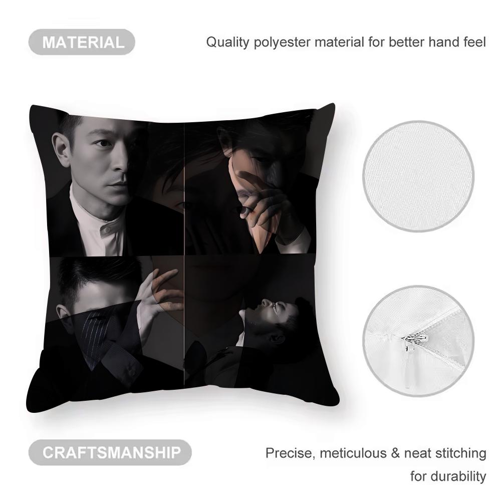 Andy Lau Actor Cushion Cover Anti-Dustmite Pillowcase Invisible Zipper Silky Short Plush Sofa Cushion Cover