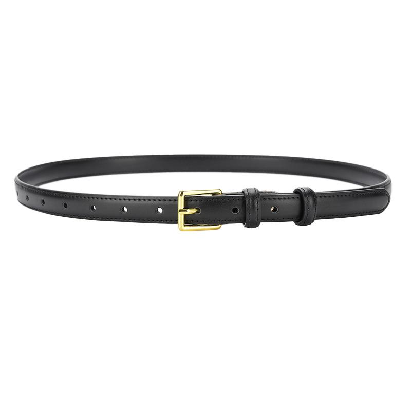 Women'S Belt Women'S Leather Decoration With Skirt Simple Cowhide Pin Buckle Jeans Belt Women'S Black Tide