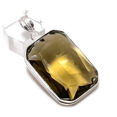 Natürlicher Citrin Edelstein Handgefertigter 925 Sterling Silber Schmuck Anhänger 2,01" O5z14