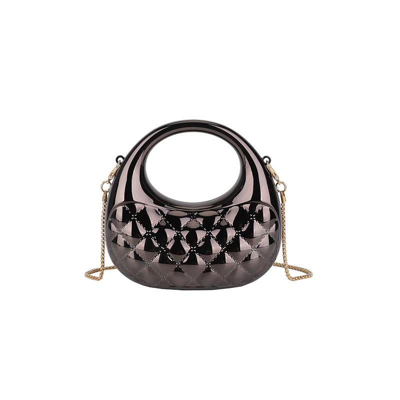 Niche Design Argyle Women's Textured Chain Shoulder Bag with Mini Lipstick Coin Purse