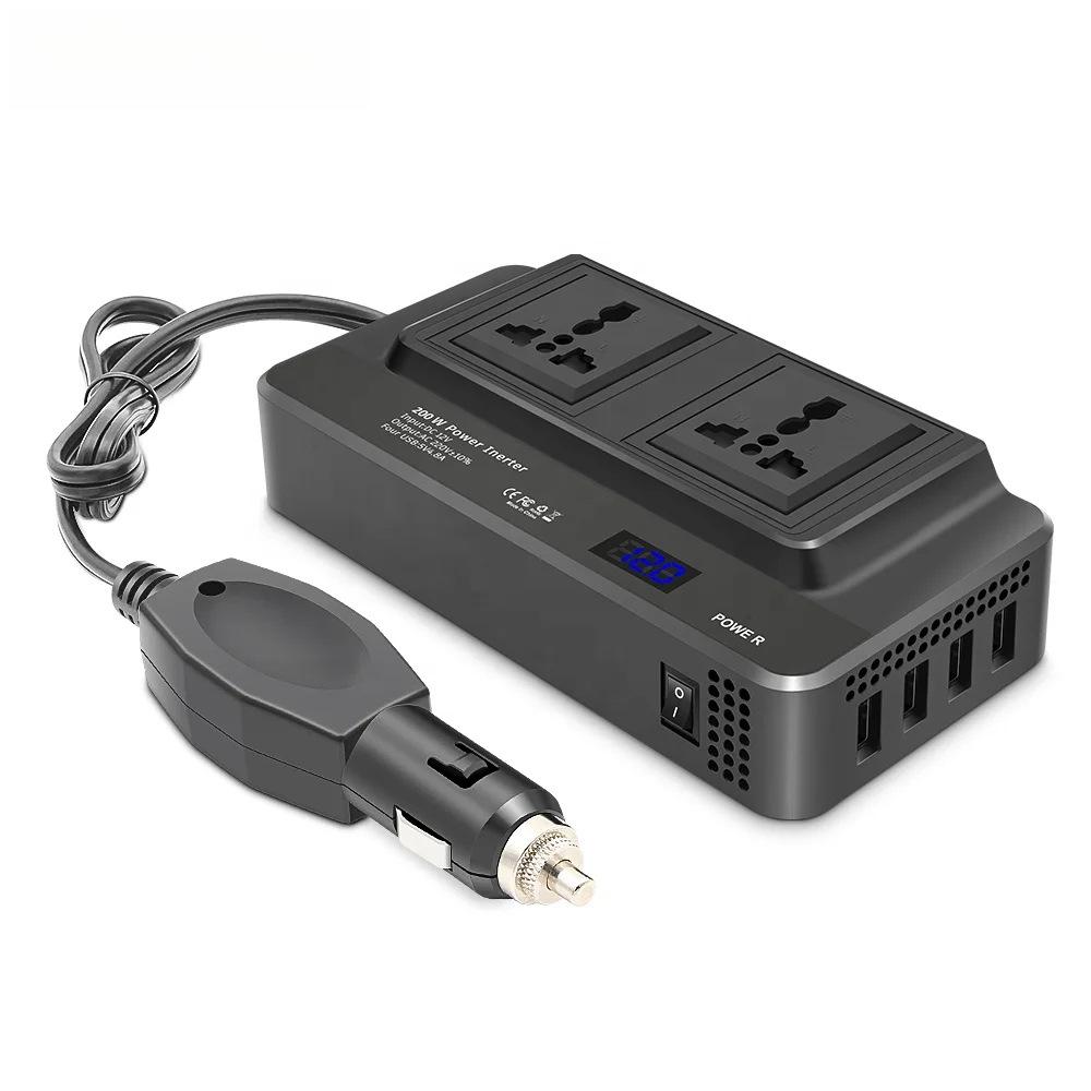 200W Portable Modified Sine Wave Car Power Inverter DC 12V/24V to AC 110V/220V Converter Universal standard 220V