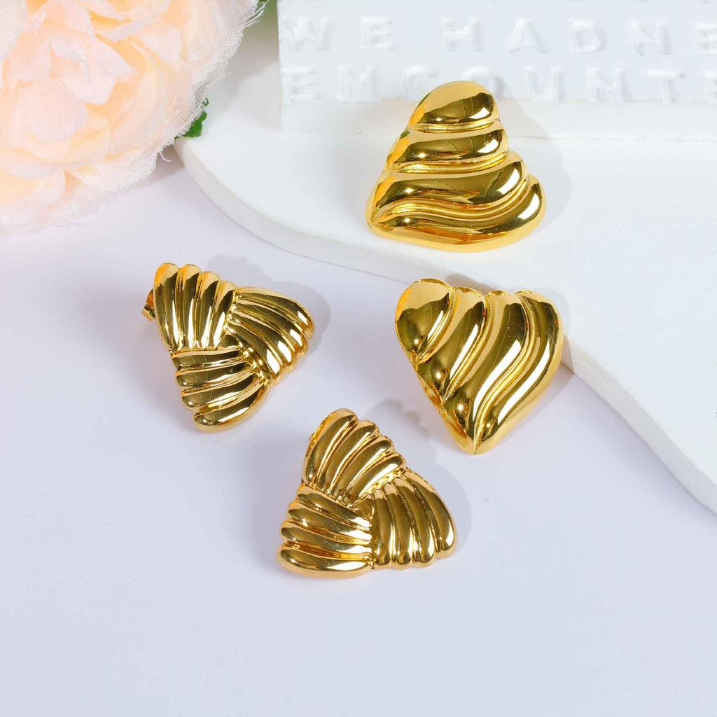 European-American Titanium Steel Gold Triangle Earrings: High-End, Unique, Stainless Steel Design.