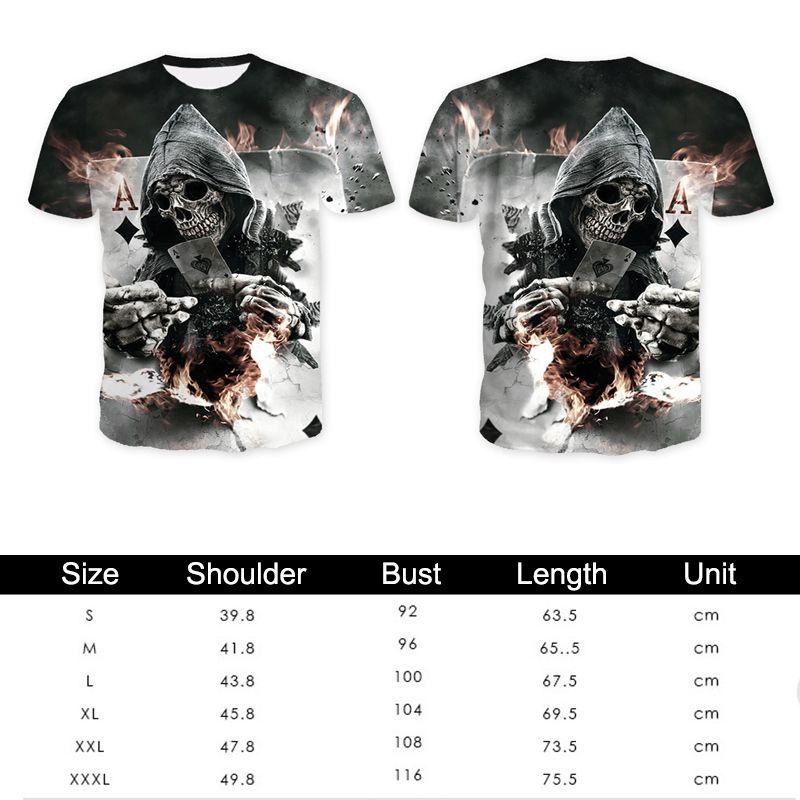 Fashion Men Funny Skull 3d Print T-shirt With Casual Crew Neck And Short Sleeves