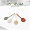 4pcs Ceramic Soup Spoons Japanese Ramen Soup Spoons Ceramic Asian Dinner Spoons Retro Korean Style Tablespoon Rice Noodles Serving Spoon Ladle for