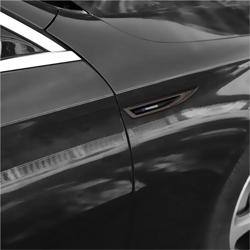 2Pcs Car Zinc Alloy Car Wing Right & Left Side Badge Fender Emblem Auto Valve for Volkswagen Polo 4 Motion Caddy MTM GTI CC Golf