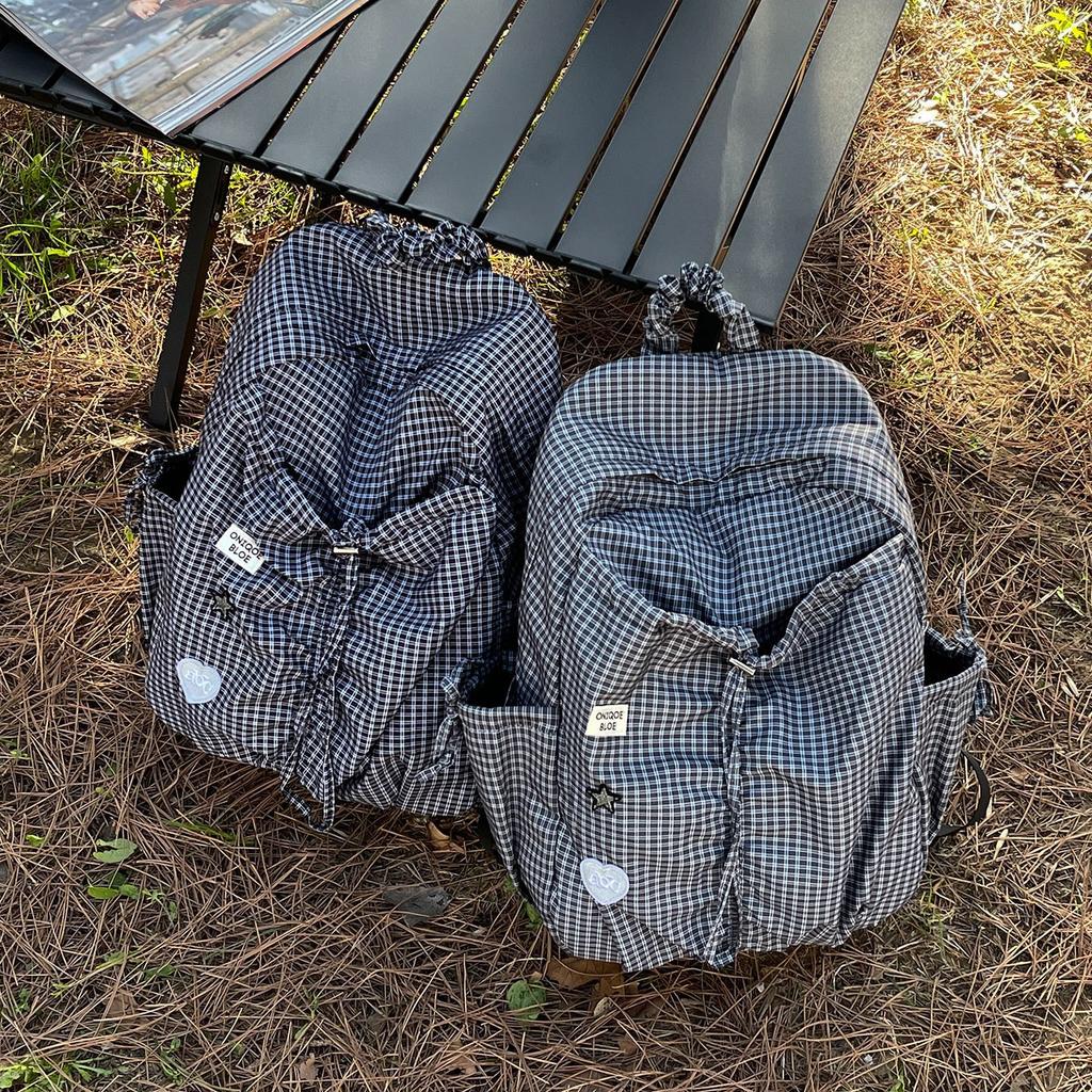 Schoolbag Japanese large-capacity versatile plaid backpack 1011 new women's simple nylon mountaineering bag schoolbag casual backpack