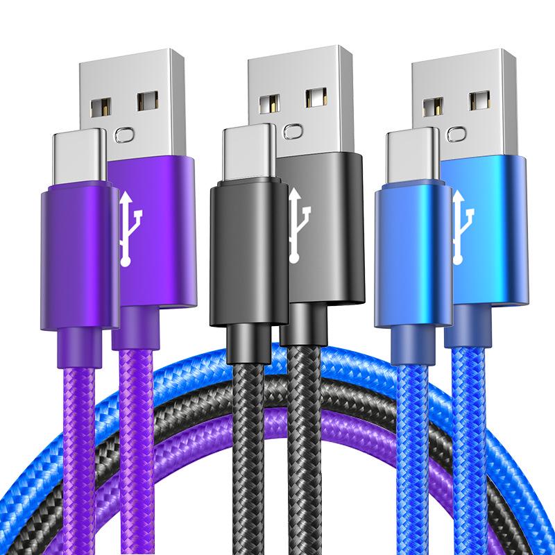 

Нейлоновый плетеный кабель Type-C для быстрой зарядки для iPhone, Samsung, Huawei, Xiaomi Micro Blue