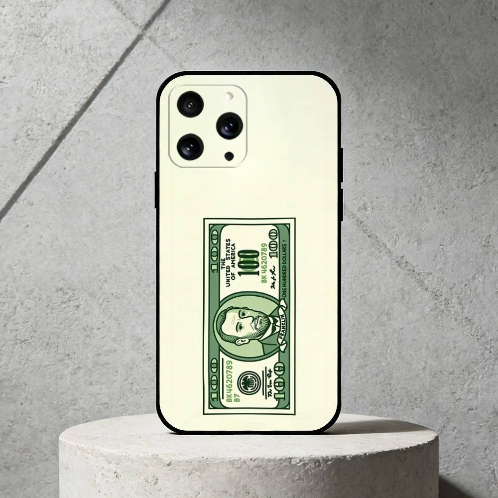 Q-Q version vector banknote Phone Case For iPhone 17,16,15,14,13,12,11 Plus,Pro Max,SE4Soft Silicone Black Cover
