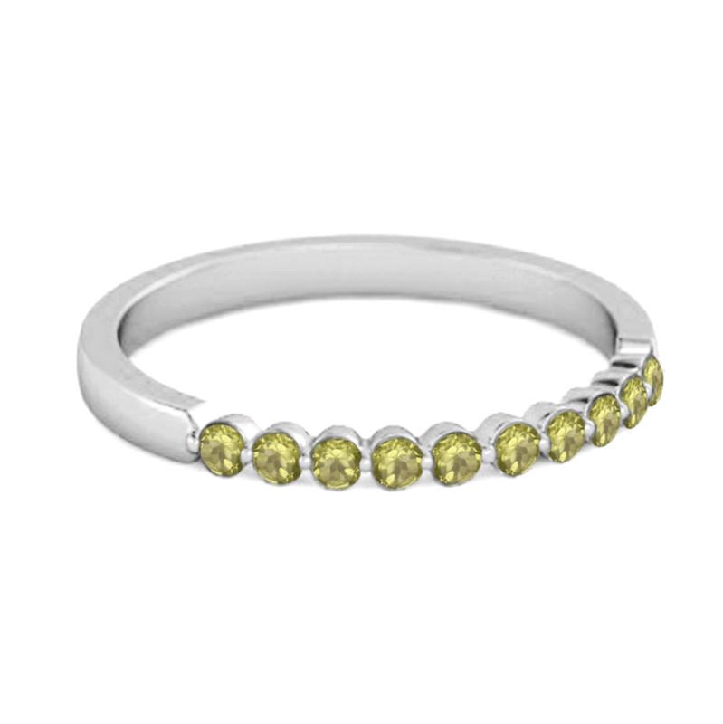 Peridot Half Eternity Design Band Ring – 925 Sterling Silver