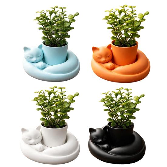 Solid Base Tabletop Decor 3D Printed Succulents Planter, Creative Mini Flower Pot with Artistic Sculptural Design, Desktop Plant Small Desk for Office