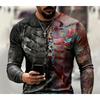 Maglietta da Uomo a Maniche Lunghe Girocollo con Stampa 3D Gabbia Toracica Scheletrica, Top a Maniche Lunghe Casual Streetwear con Grafica Teschio Gotico