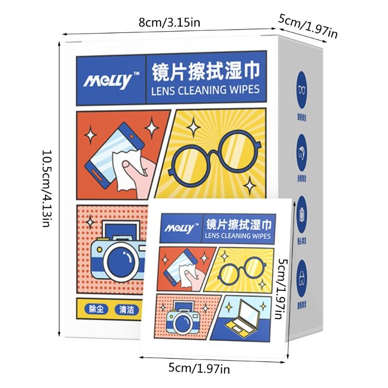 50/100Pcs Streak Free Quick-Dry Lens  Screen Cleaning Wipes  Perfect For Glasses Smartphones Tablets  Cameras Lens Cleaning