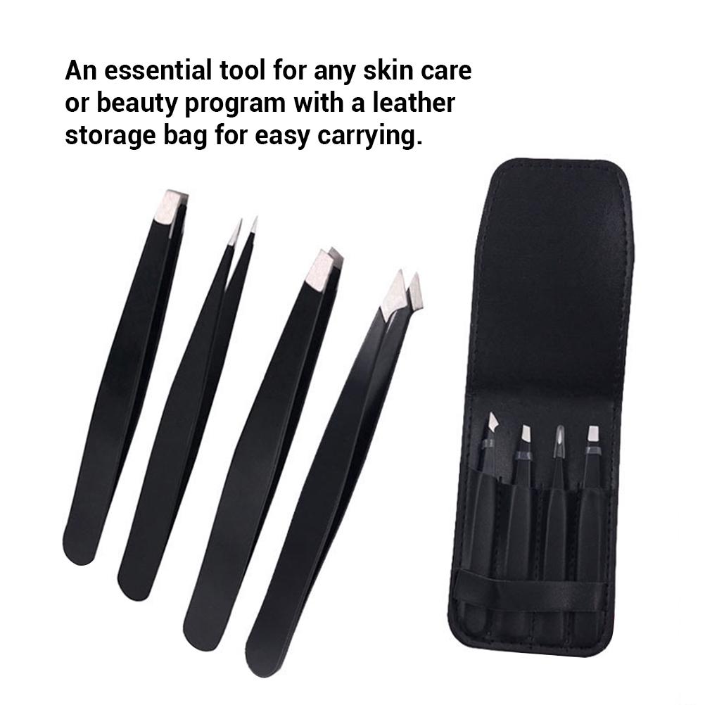 4 Eyebrow Tweezers Set Stainless Steel Eyebrow Clip Stickers Double Eyelid Stickers Tweezers
