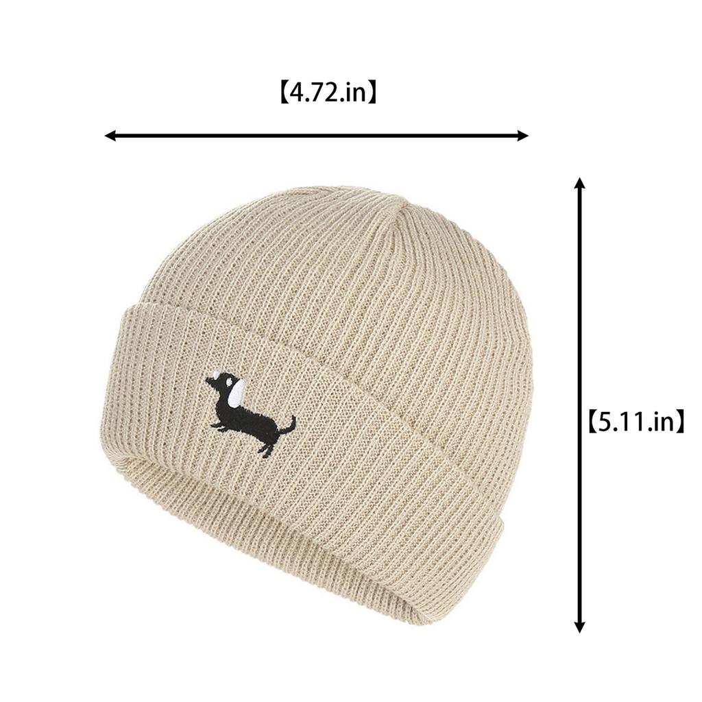 Winter Solid Color Thicken Warm Beanies Caps for Boy Girl Kids Windproof Pullover HatsCute Dog Embroidery Baby Knitted Hats