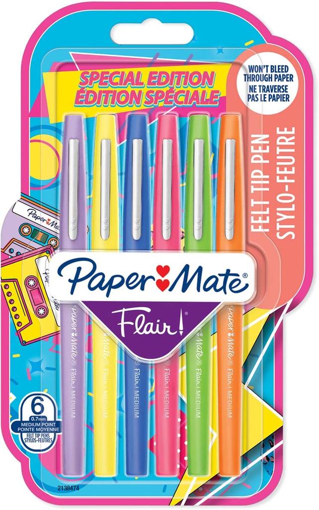 Paper Mate Flare M Retro Pen Set 6-Color Water-Based (Product Code 2180626)