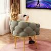 1PC Vanity Stool with Backrest, Elegant Makeup Chair & Accent Chair for Bedroom, Living Room, Vintage Style, Comfortable Seating