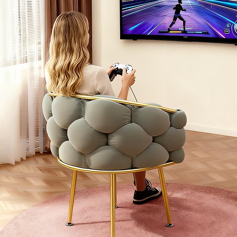 1PC Vanity Stool with Backrest, Elegant Makeup Chair & Accent Chair for Bedroom, Living Room, Vintage Style, Comfortable Seating