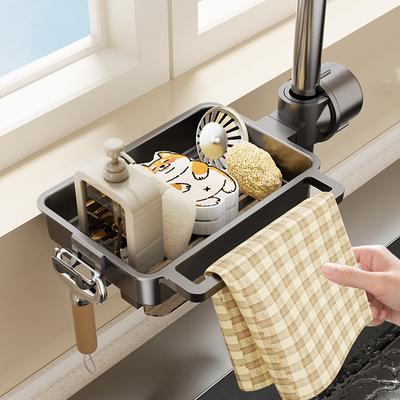 Kitchen ABS Sink Drain Rack Sponge Storage Faucet Holder Soap Drainer Shelf Basket Organizer Bathroom Accessories