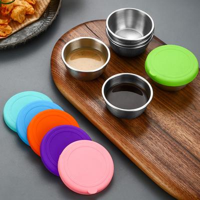 304 Stainless Steel Sauce Cup with Silicone Lid Leak Proof Easy To Clean 40ml Sustainable Cocktail Shaker