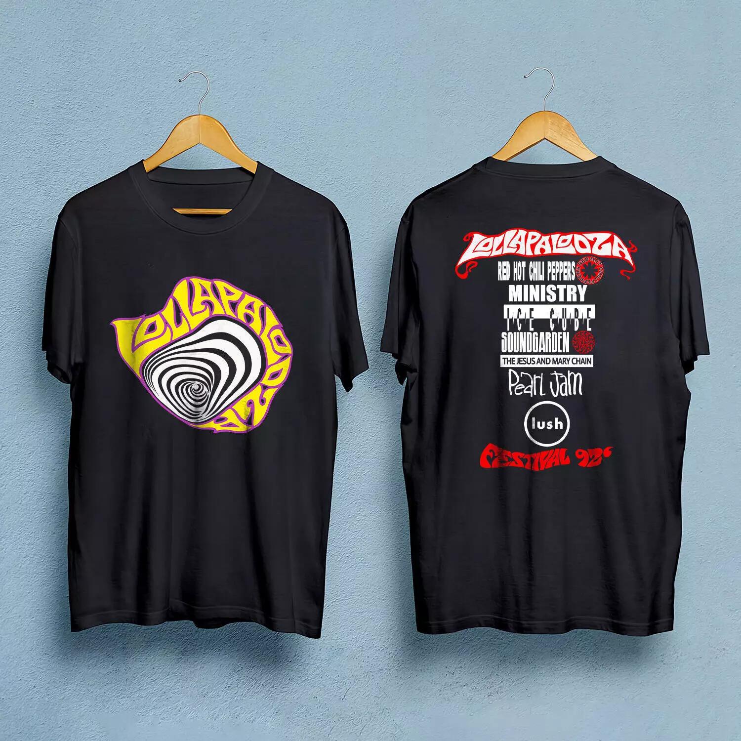 Футболка с концерта Lollapalooza 1992, черная, двусторонняя, для фанатов S