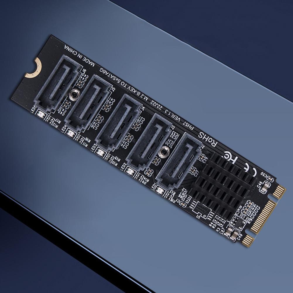Expansion Card M.2 To SATA 3.0 Adapter Card M.2 MKEY PCI-E Riser Card 5/6 Port NVME To SATA Converter Support PM Function