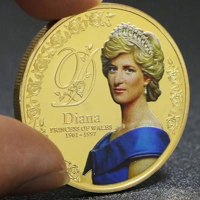 Queen of England, Princess Diana, Gold Plated, Silver Commemorative Coins, Rose Love Gold Coins, Coins, Crown Commemorative Medals