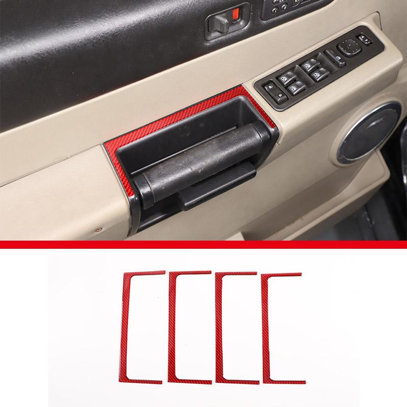 Red Soft Carbon Fiber Door Handle Steering Wheel Gear Shift Trim Cover Stickers Fit For Hummer H2 2003-2007 Interior Accessories