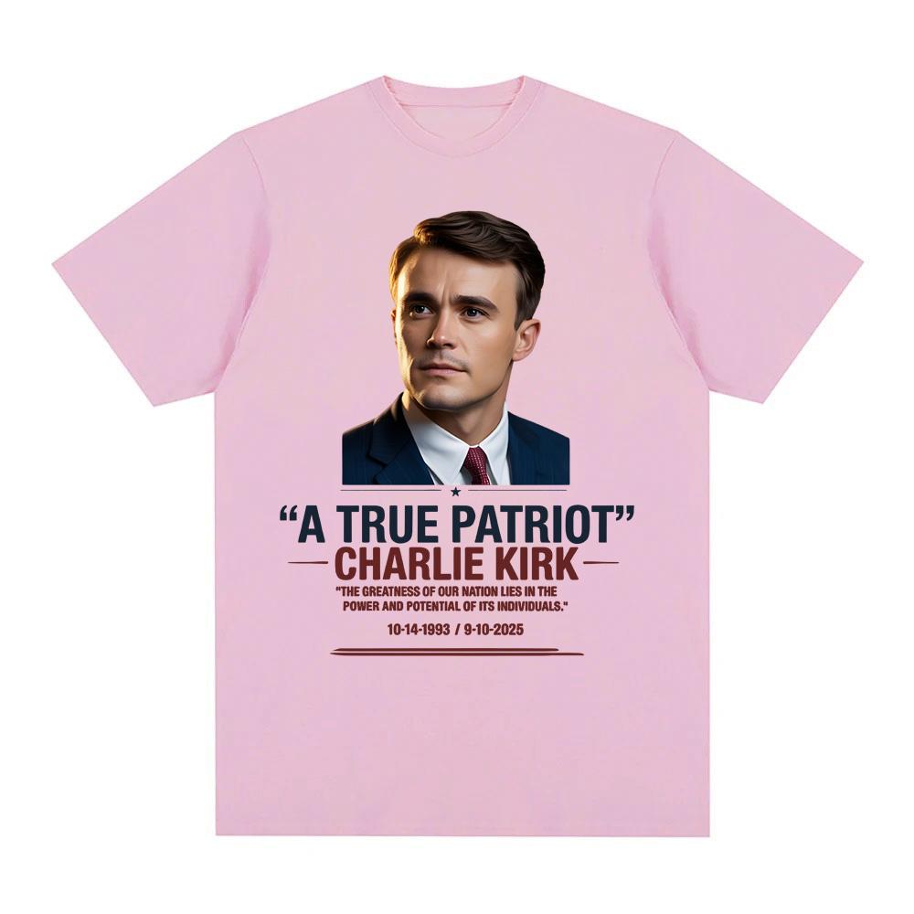 T-SHIRT "UN VRAI PATRIOTE" CHARLIE KIRK Unisexe T-shirt d'été Manches Femmes/hommes Décontracté T-shirt 100% coton Col rond T-shirts confortables
