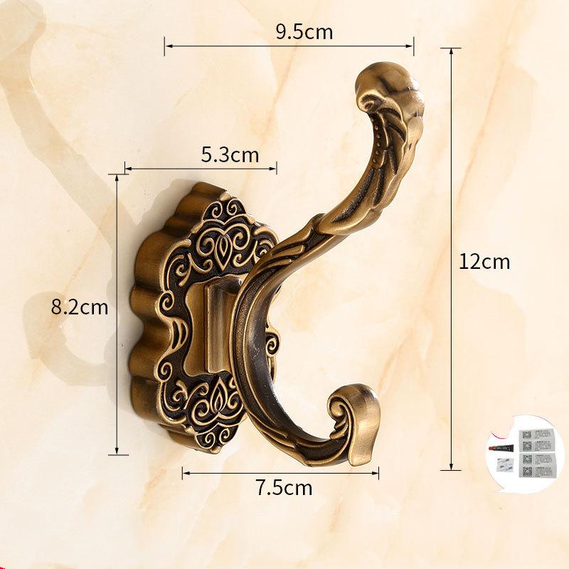 

Vintage European Hook Perforation-free Back Door Coat Hook Bathroom Clothes Hat Bag Key Entryway Metal Wall Multi-Purpose Hooks Send glue