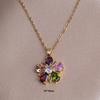 Womens Titanium Steel Jewelry Set Flower Gem Pendant Necklace Earrings Ring Fashion OL Style