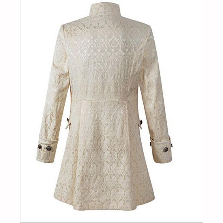 Medieval Cosplay Costume Steampunk Jacket Vest Coat Victorian Ghost Gothic Blazer Suits Stand Collar Trench Men's Shirt