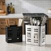 2 Divided Compartments Stainless Steel Chopsticks Rack Wall Mounted Space Saving Cutlery Drying Rack with Hook Rust-proof
