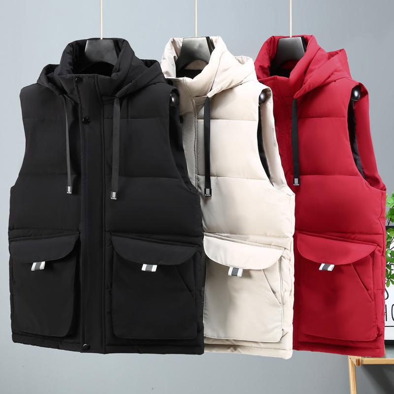 Plus Size S-8XL Winter Sleeveless Jackets for Men Outerwears Hooded Fashion Casual Thick Men's Warm Vests