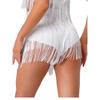 Women Salsa Latin Dance Performance Competition Costume Elastic Waistband Tiered Tassels Skirt