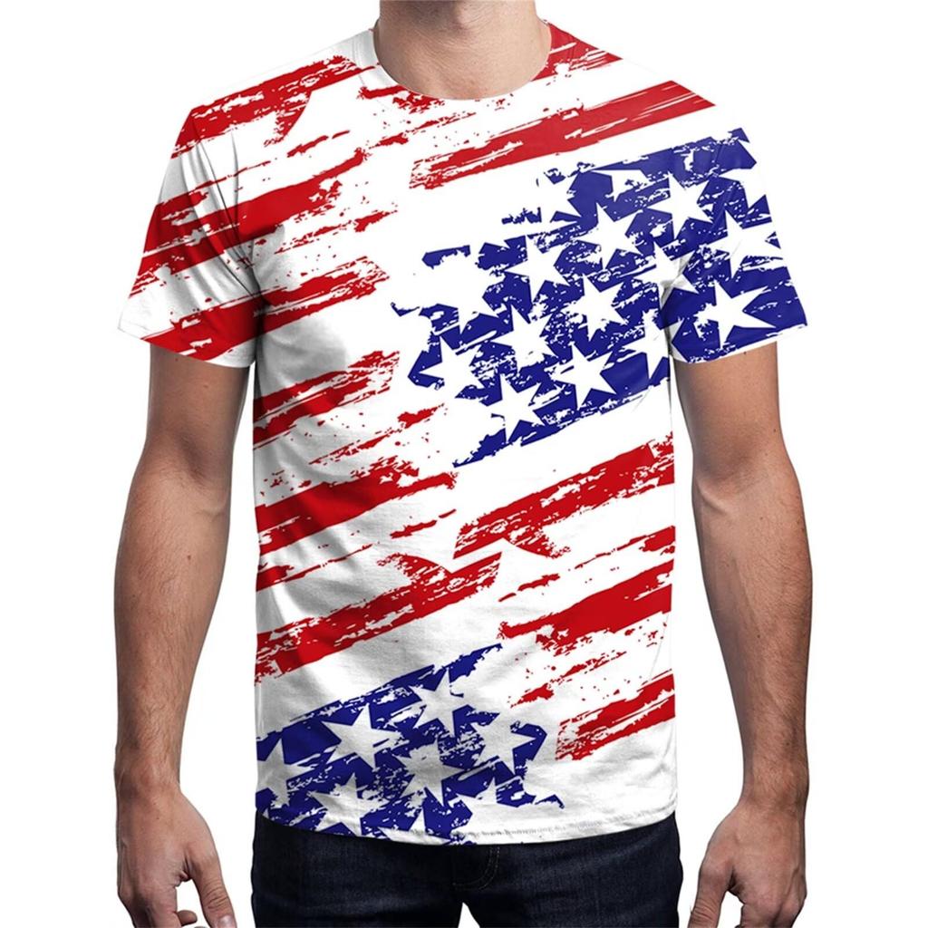 SEASONMARK 2026 New Men's 3D Print T-Shirt USA 250th Anniversary American Flag Patriotic Short Sleeve Polyester Crew Neck Tee