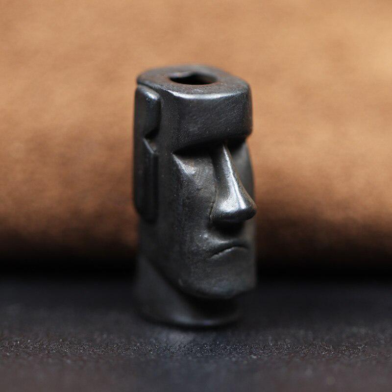 Easter Island Stone Statue Watchman Knife Beads Brass Woven Paracord Lanyard Pendants Outdoor EDC Umbrella Rope DIY Accessories