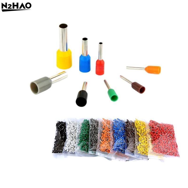 1000Pcs E0508 E7508 E1008 E1508 E2508 Ring Sleeve Tubular Crimp Terminals Electrical Wire Cable Ferrules Connectors