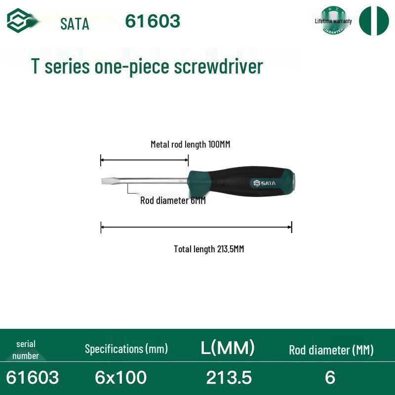 SATA Phillips Through-Shaft, Strikeable Screwdriver, Super Hard Industrial Grade, with Flat & Phillips Heads.