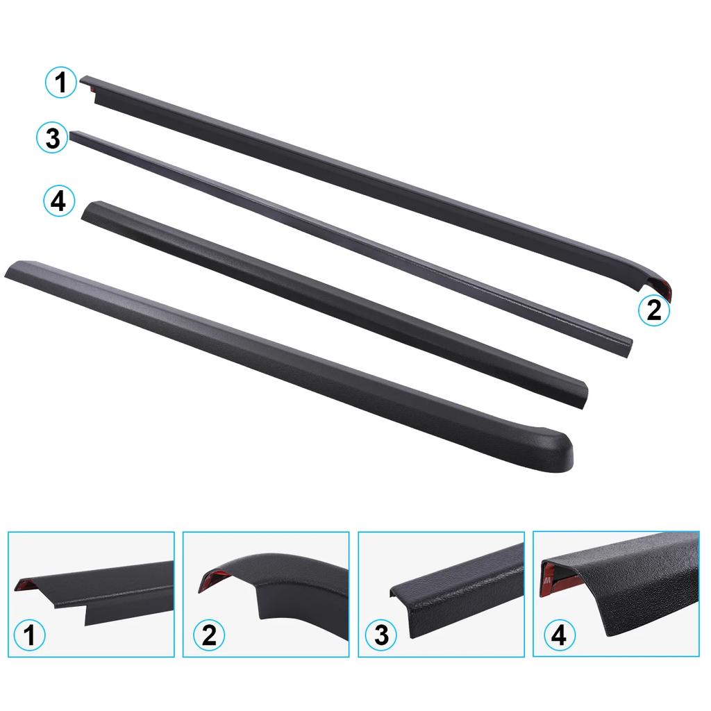 4PCS Bed Rail Cap Taligate Rail Guard Cap Protector Cover For Ford Ranger T6 T7 T8 2012-2025 PX PX2 PX3 Wildtrak Matte Black