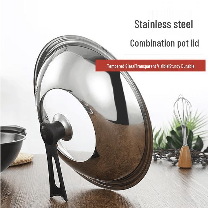 MingZhanXuan 48cm Stainless Steel Pot Lid with Standable Handle